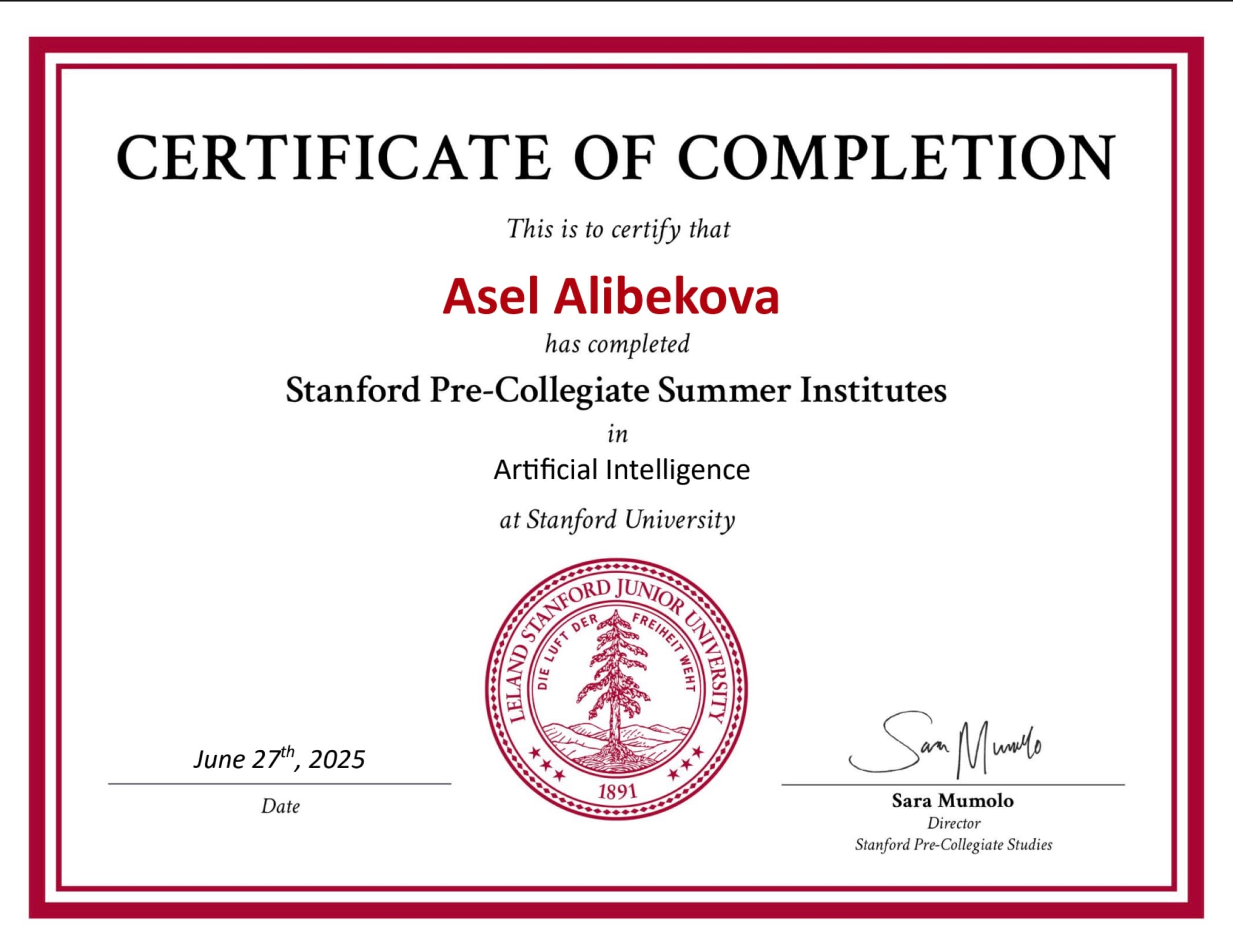 Certificate